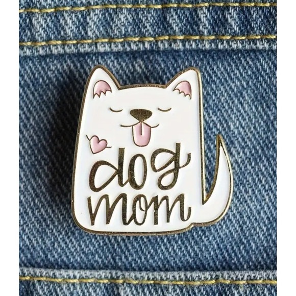 Jewelry - Dog Mom Enamel Pin White Gold Tone Cute Puppy Pet Lover Lapel Pin Accessory